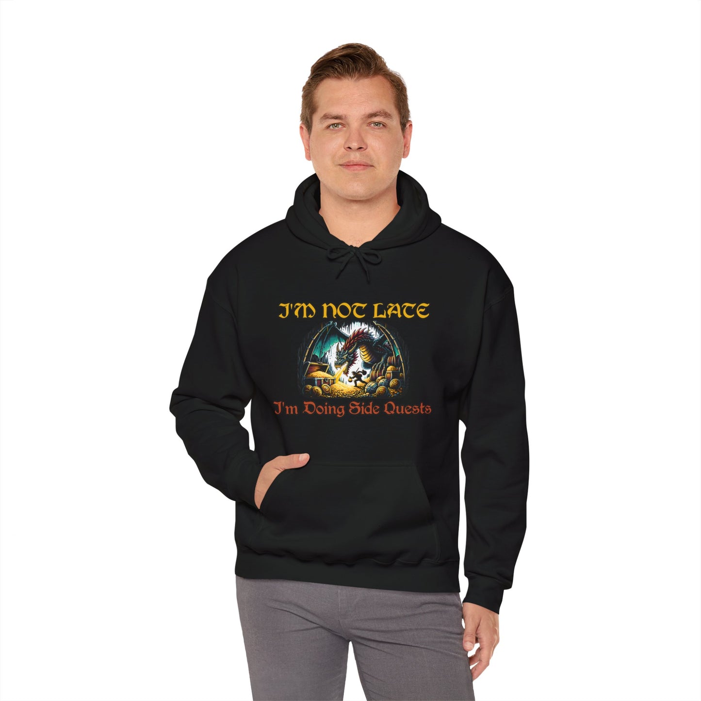 I'm Not Late, I'm Doing Side Quests - Dungeon Unisex Heavy Blend™ Hooded Sweatshirt
