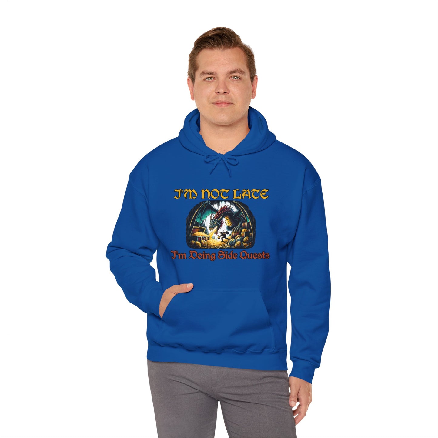 I'm Not Late, I'm Doing Side Quests - Dungeon Unisex Heavy Blend™ Hooded Sweatshirt