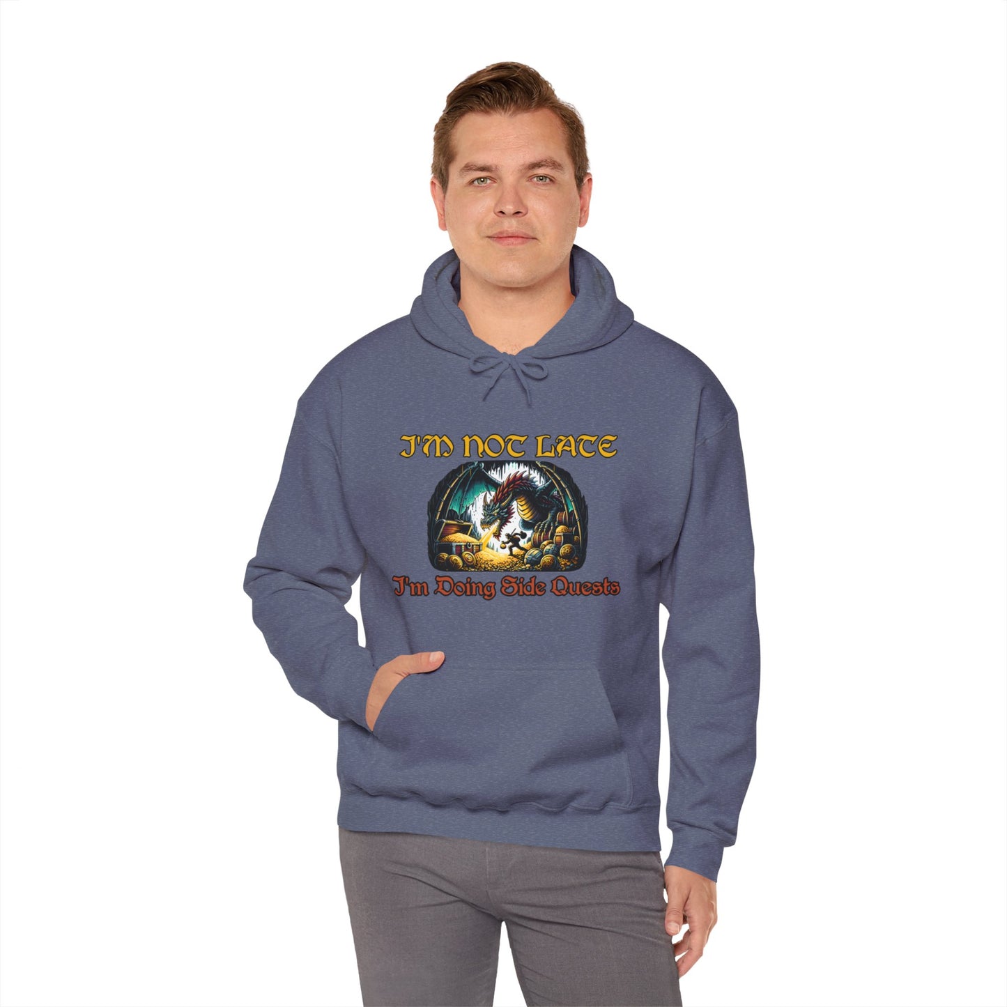 I'm Not Late, I'm Doing Side Quests - Dungeon Unisex Heavy Blend™ Hooded Sweatshirt