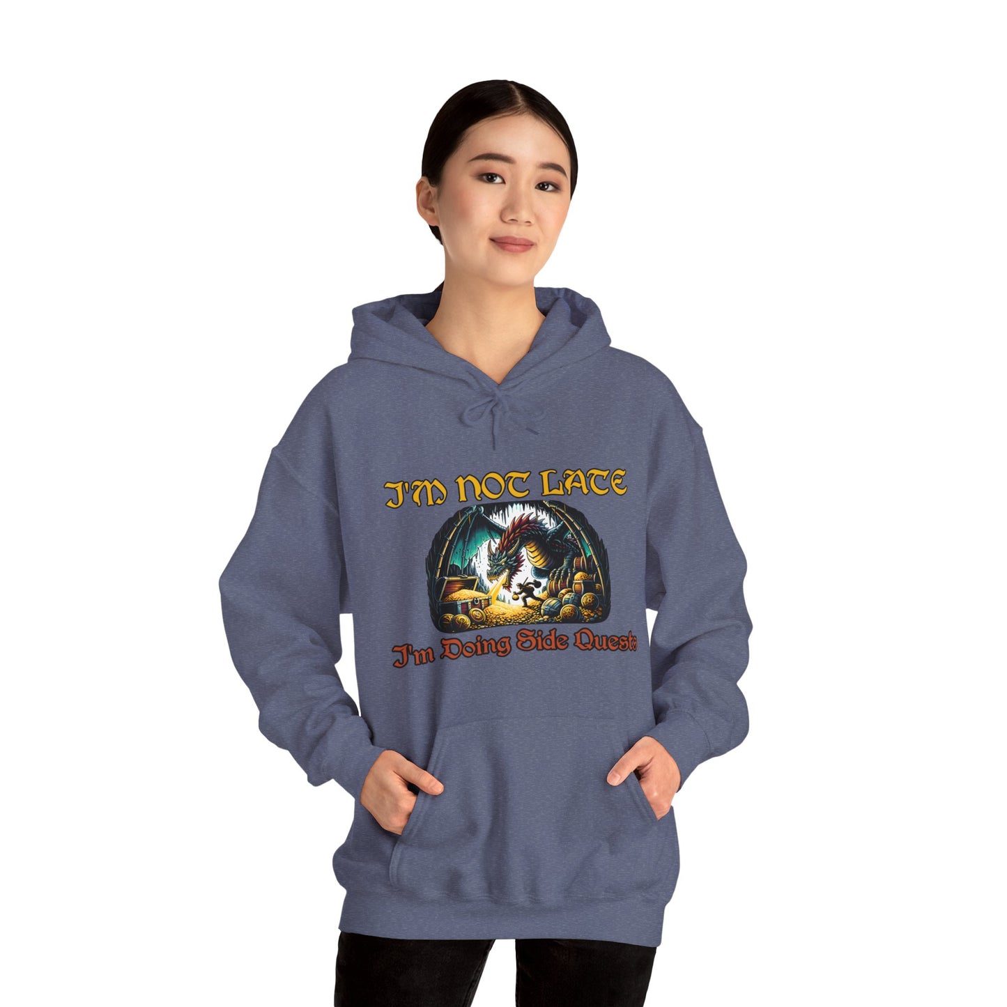 I'm Not Late, I'm Doing Side Quests - Dungeon Unisex Heavy Blend™ Hooded Sweatshirt