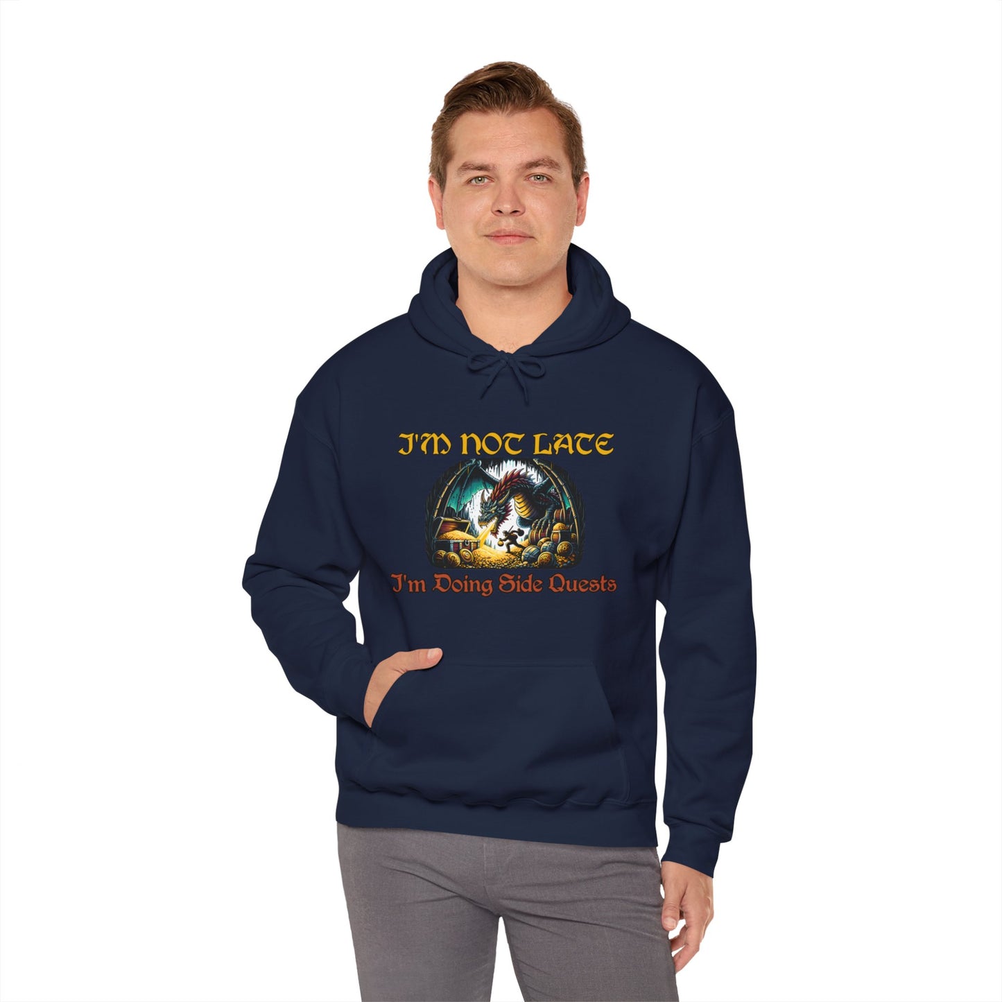 I'm Not Late, I'm Doing Side Quests - Dungeon Unisex Heavy Blend™ Hooded Sweatshirt