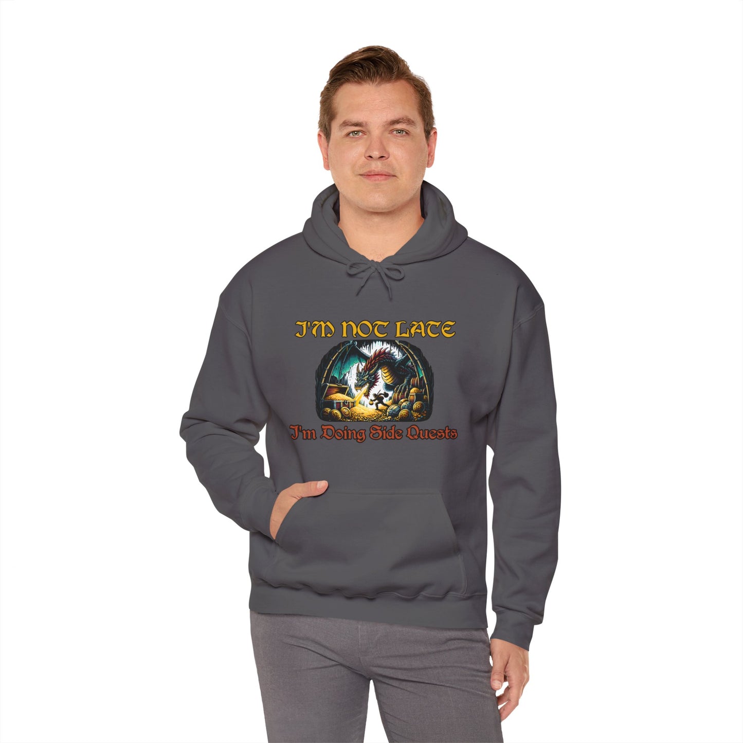 I'm Not Late, I'm Doing Side Quests - Dungeon Unisex Heavy Blend™ Hooded Sweatshirt