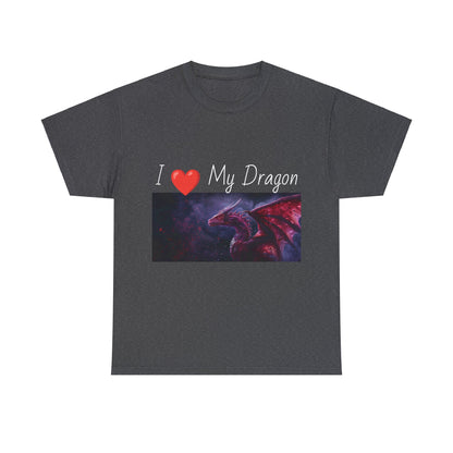 I ❤️ My Dragon (Red Dragon) - Unisex Heavy Cotton Tee