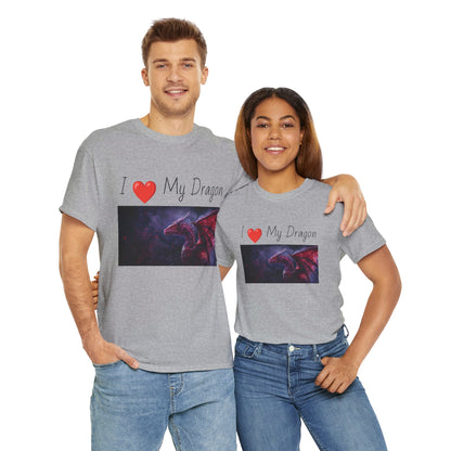 I ❤️ My Dragon (Red Dragon) - Unisex Heavy Cotton Tee