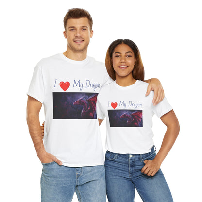 I ❤️ My Dragon (Red Dragon) - Unisex Heavy Cotton Tee