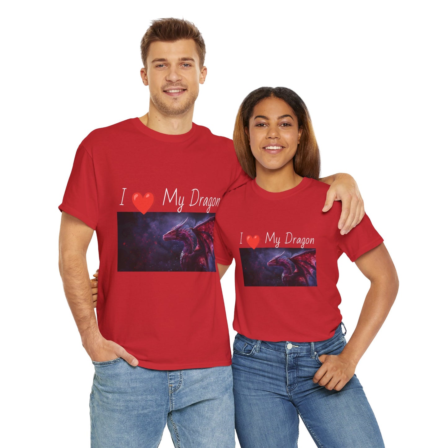 I ❤️ My Dragon (Red Dragon) - Unisex Heavy Cotton Tee