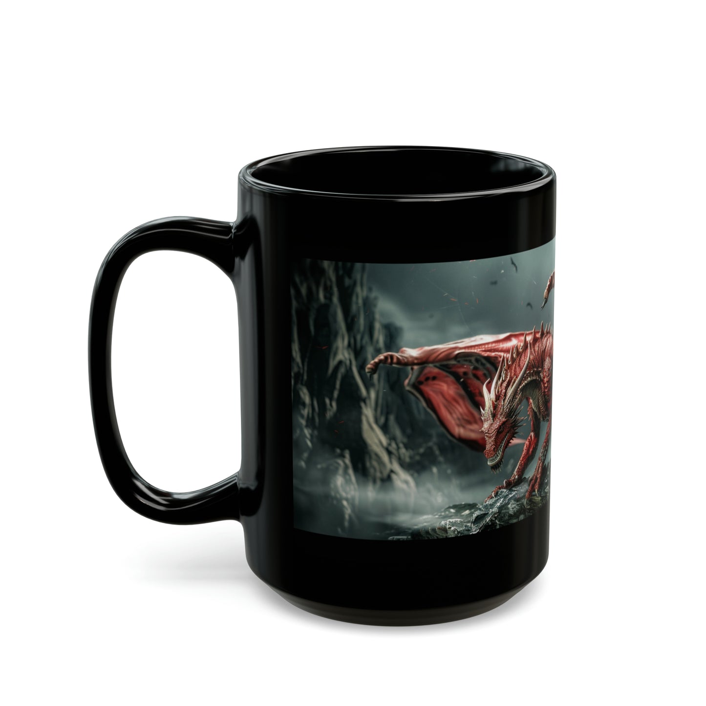 Red Dragon Mug. Great Gift Idea for Your Dungeons and Dragons/Fantasy Fan - Black Mug (11oz, 15oz)