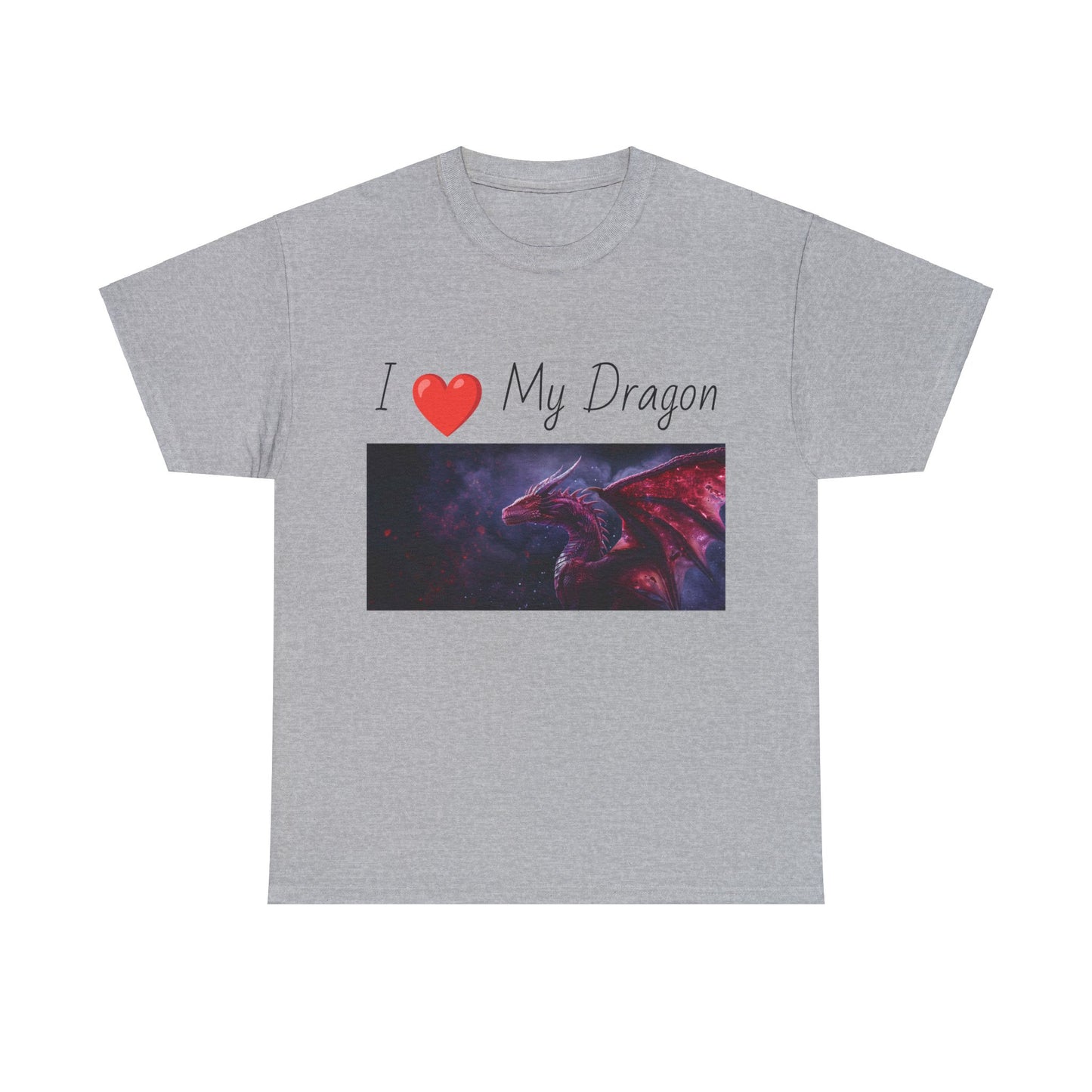 I ❤️ My Dragon (Red Dragon) - Unisex Heavy Cotton Tee