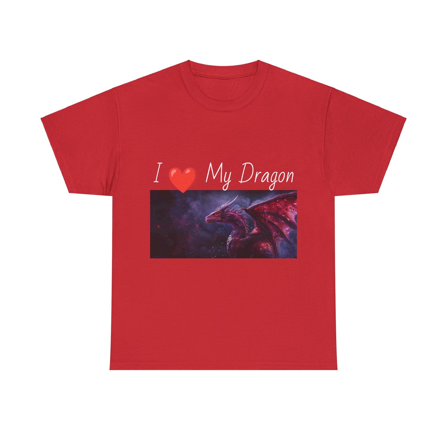 I ❤️ My Dragon (Red Dragon) - Unisex Heavy Cotton Tee