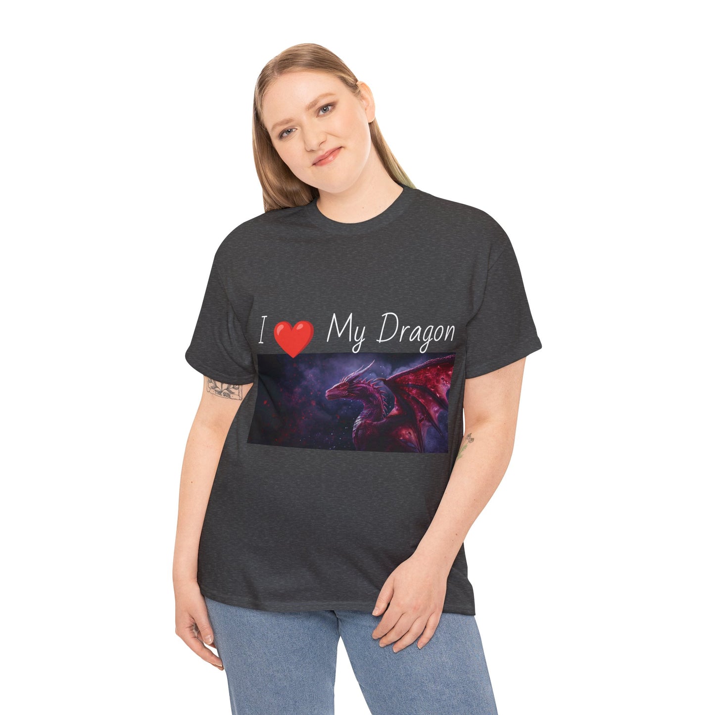 I ❤️ My Dragon (Red Dragon) - Unisex Heavy Cotton Tee