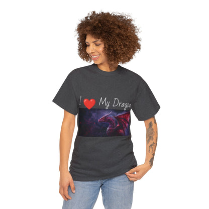 I ❤️ My Dragon (Red Dragon) - Unisex Heavy Cotton Tee