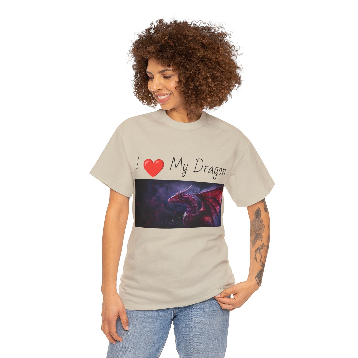 I ❤️ My Dragon (Red Dragon) - Unisex Heavy Cotton Tee