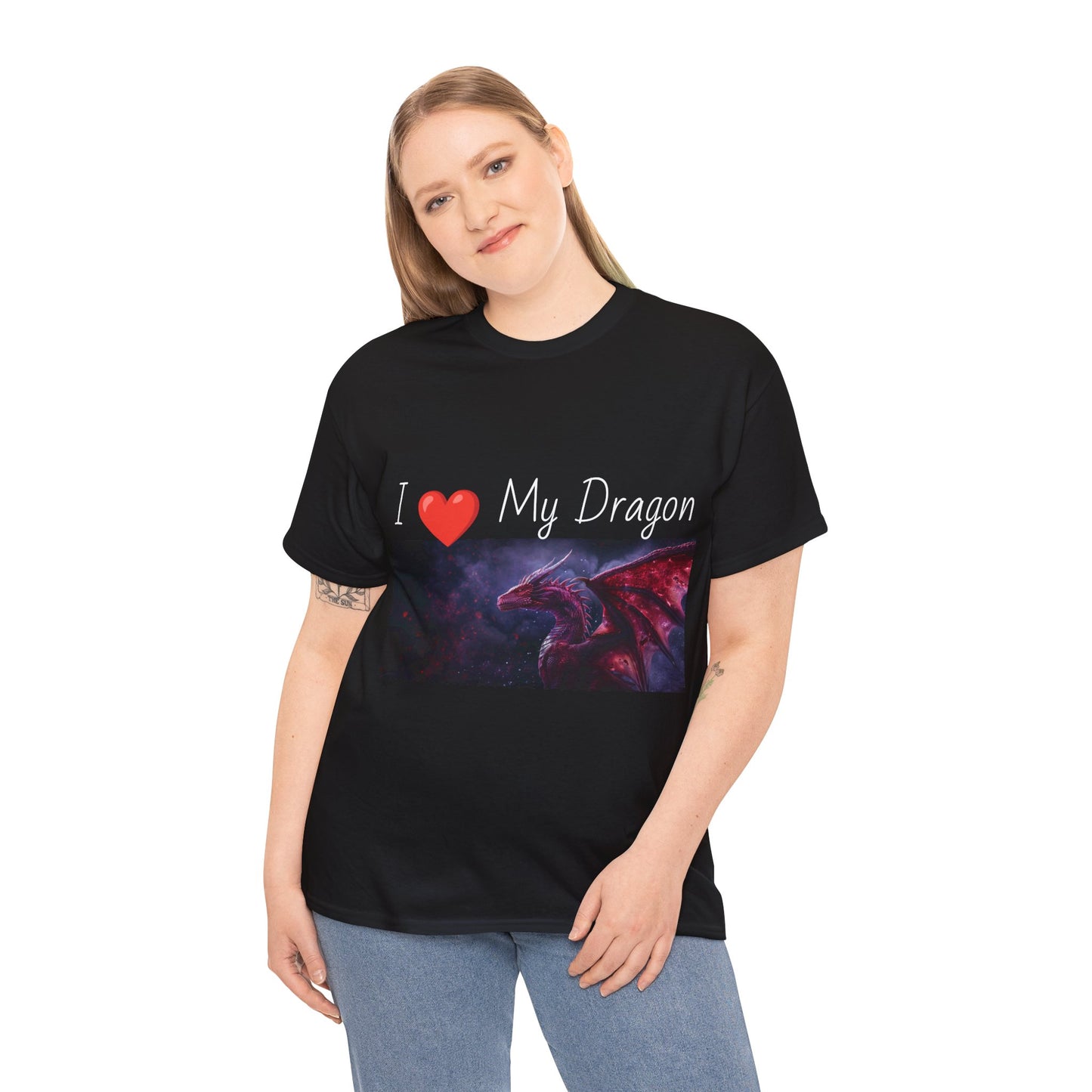 I ❤️ My Dragon (Red Dragon) - Unisex Heavy Cotton Tee