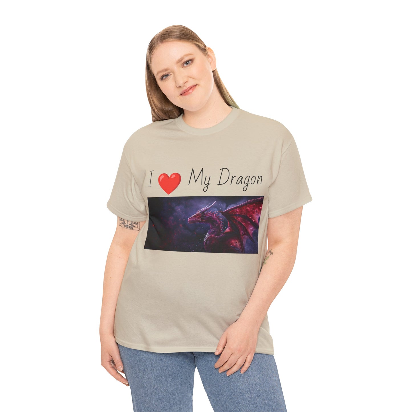 I ❤️ My Dragon (Red Dragon) - Unisex Heavy Cotton Tee