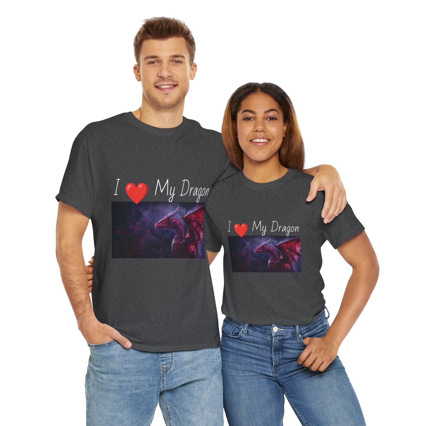 I ❤️ My Dragon (Red Dragon) - Unisex Heavy Cotton Tee