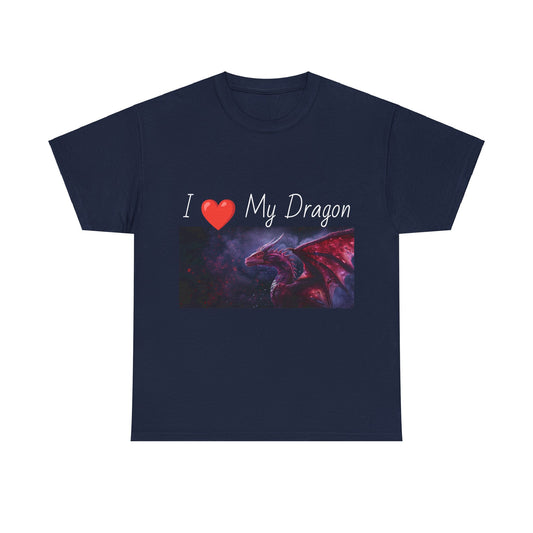 I ❤️ My Dragon (Red Dragon) - Unisex Heavy Cotton Tee