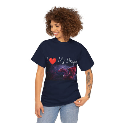 I ❤️ My Dragon (Red Dragon) - Unisex Heavy Cotton Tee