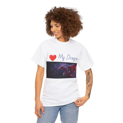 I ❤️ My Dragon (Red Dragon) - Unisex Heavy Cotton Tee