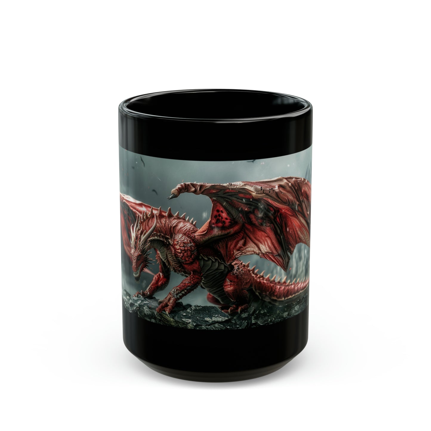 Red Dragon Mug. Great Gift Idea for Your Dungeons and Dragons/Fantasy Fan - Black Mug (11oz, 15oz)