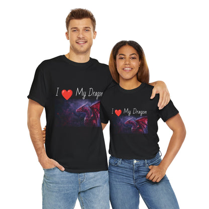 I ❤️ My Dragon (Red Dragon) - Unisex Heavy Cotton Tee