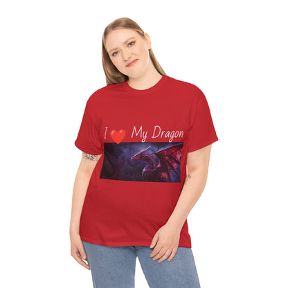 I ❤️ My Dragon (Red Dragon) - Unisex Heavy Cotton Tee