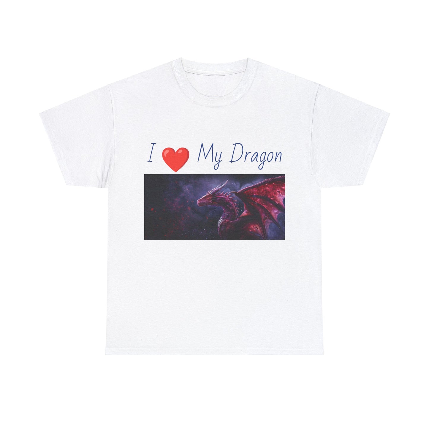 I ❤️ My Dragon (Red Dragon) - Unisex Heavy Cotton Tee