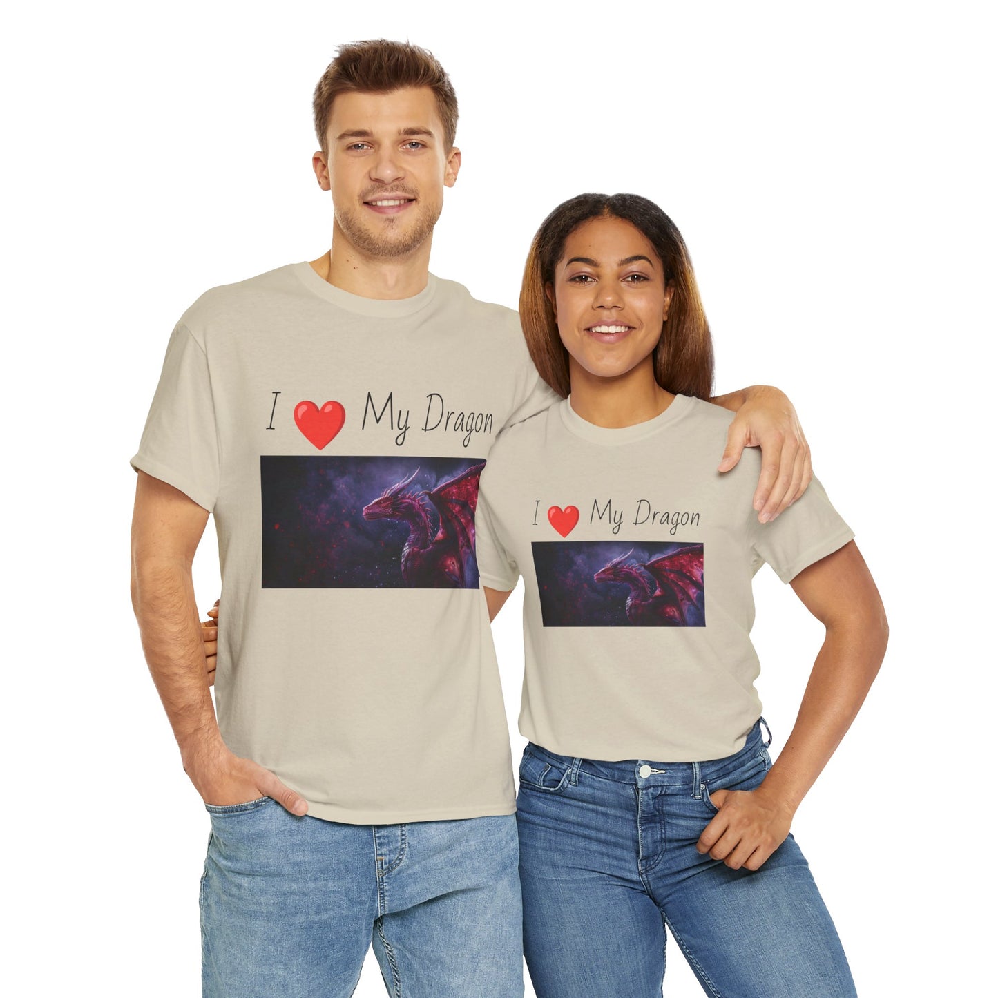 I ❤️ My Dragon (Red Dragon) - Unisex Heavy Cotton Tee