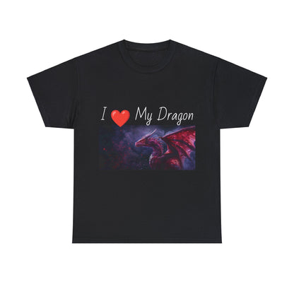 I ❤️ My Dragon (Red Dragon) - Unisex Heavy Cotton Tee