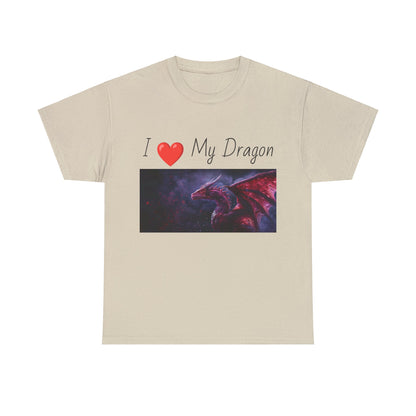 I ❤️ My Dragon (Red Dragon) - Unisex Heavy Cotton Tee